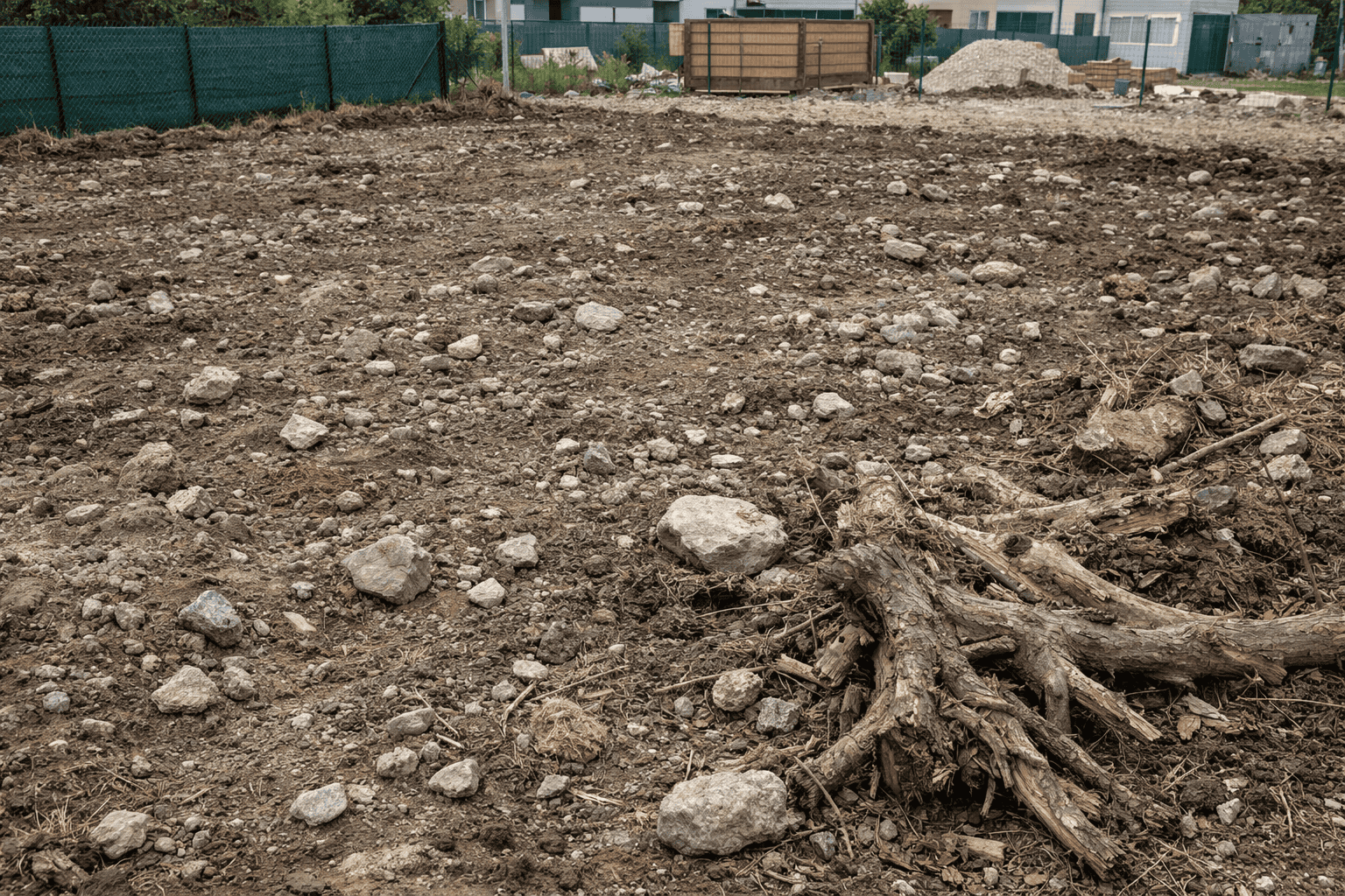 Zarośnięta działka przed równaniem terenu — Trzebnica