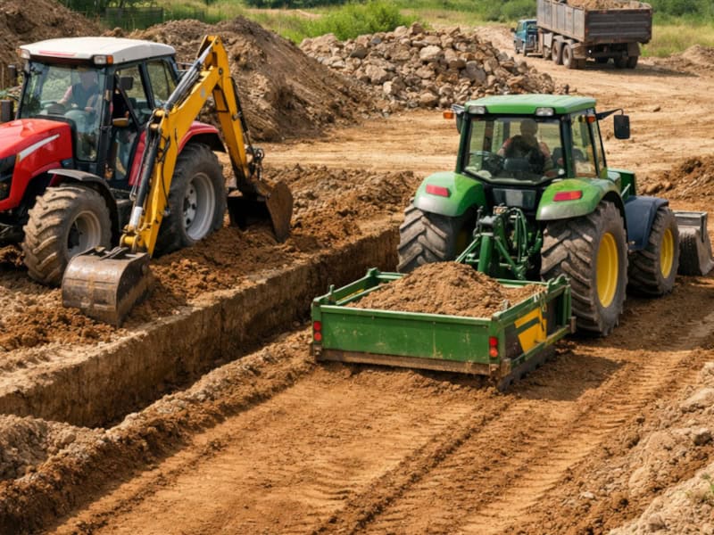 Prace ziemne ciągnikiem — wykopy, korytowanie Wrocław